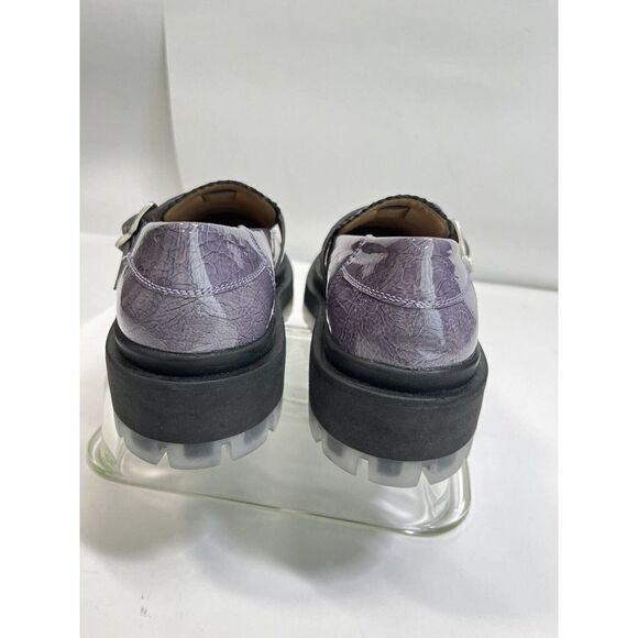 Free People Womens Purple Gray Loafer Lug Sole Patent Leather Shoes 40 EU 10 US - Picture 2 of 16